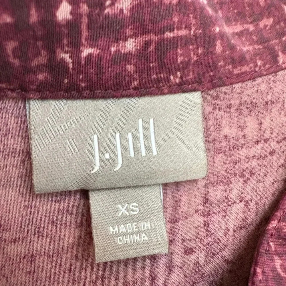 J. Jill Burgundy & Cream Shift Dress 100% Silk Knee Length Long Sleeve Size XS - Picture 8 of 11